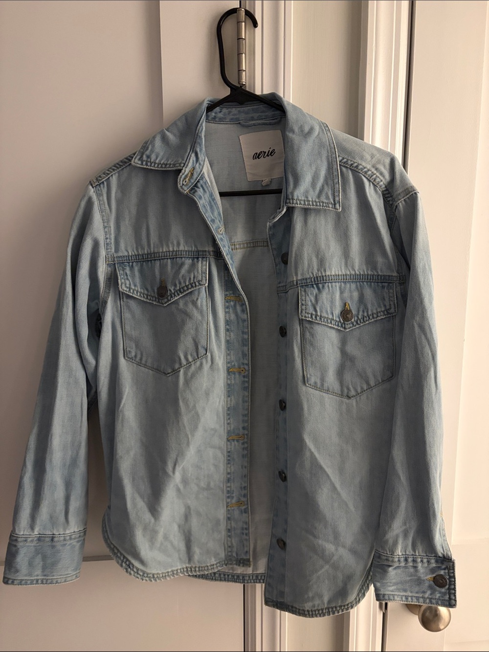 aerie Light Blue Denim Button-Up Shirt Jacket
